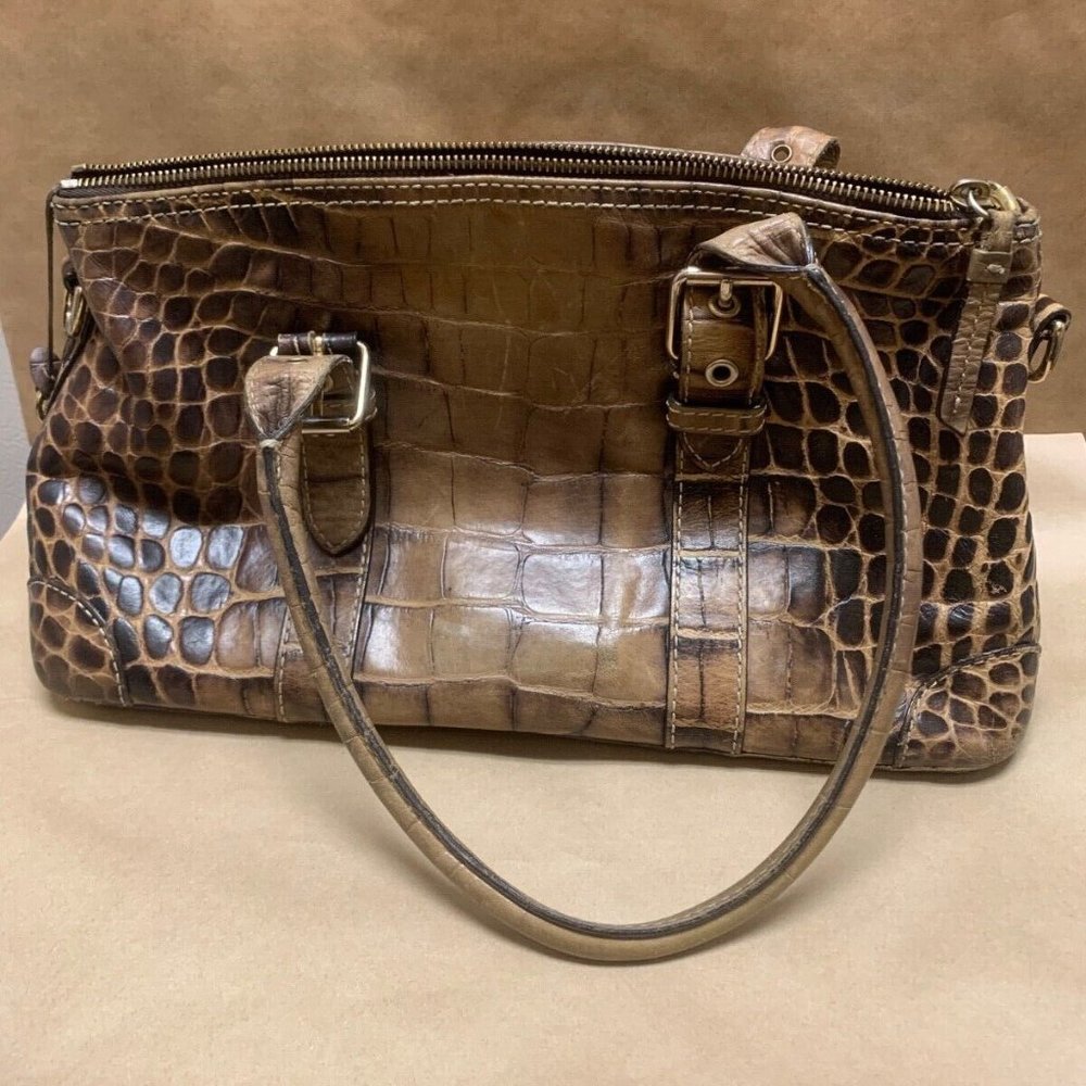 FREE SHIPPING DESIGNER Dooney & Bourke Brown Crocodile Embossed Handbag